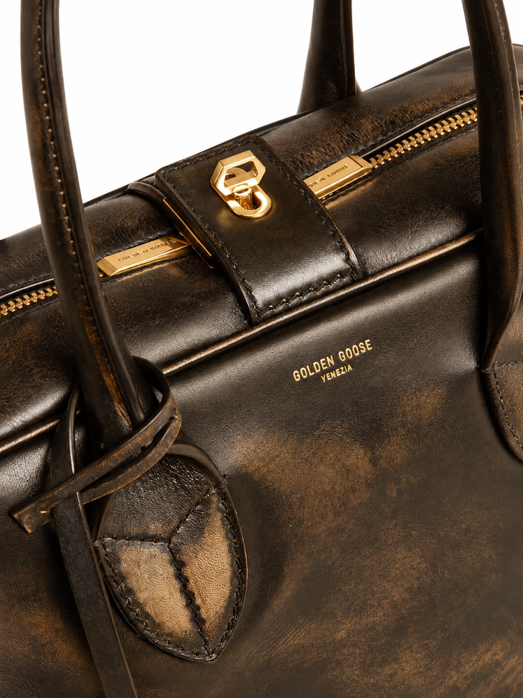 VITA BAG NEW VINTAGE LEATHER BODY GOLD METAL DETAILS