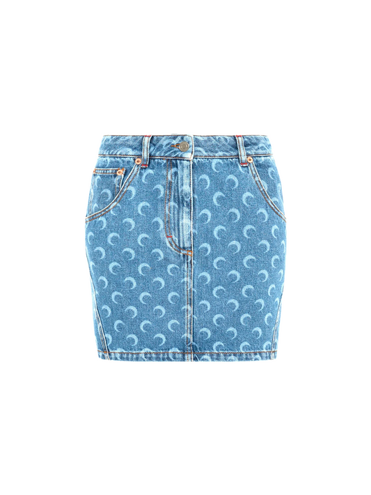 Moon laser denim mini skirt