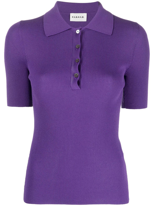 PAROSH polo-collar knitted top