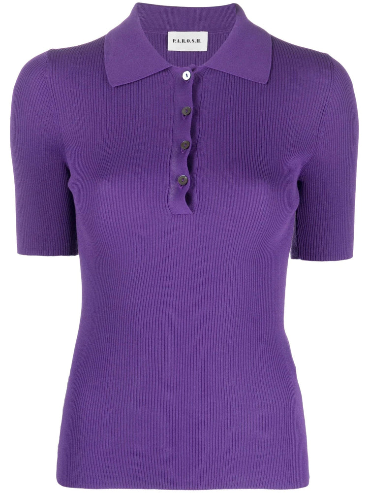 PAROSH polo-collar knitted top