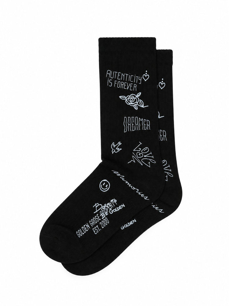 SOCKS HIGH RIB/DOODLES PRINT