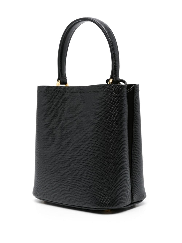 small leather bucket bag