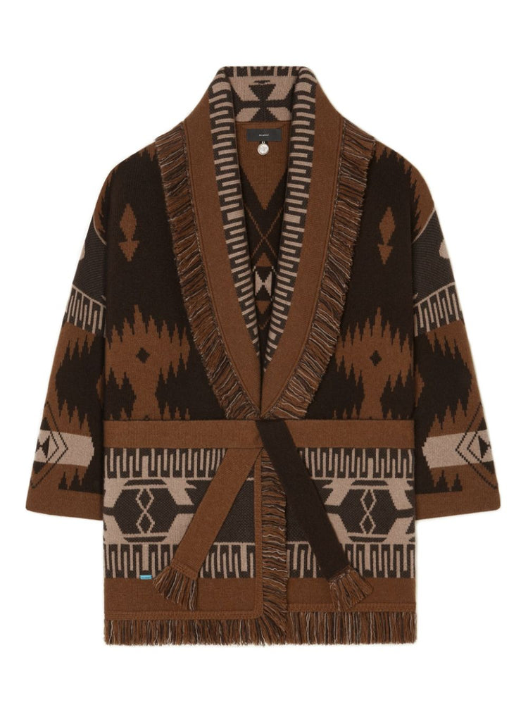 patterned-jacquard cashmere cardigan