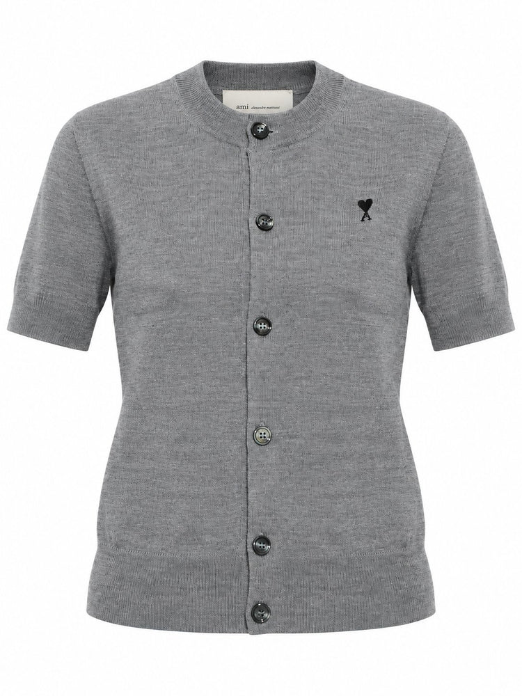 SHORT SLEEVES CARDIGAN WITH CONTRASTED AMI DE COEUR