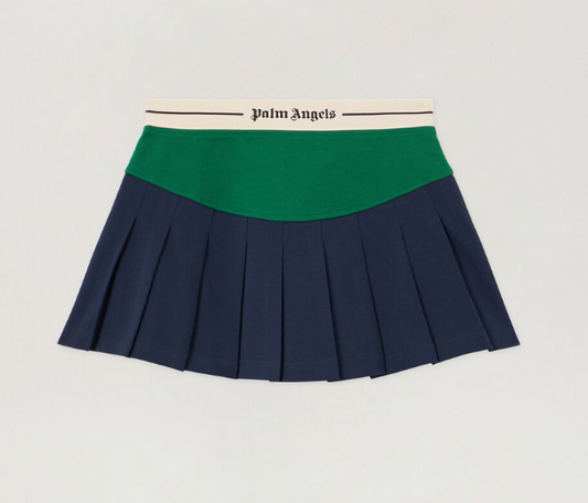 LOGO CURVED PLEATED SKIRT
