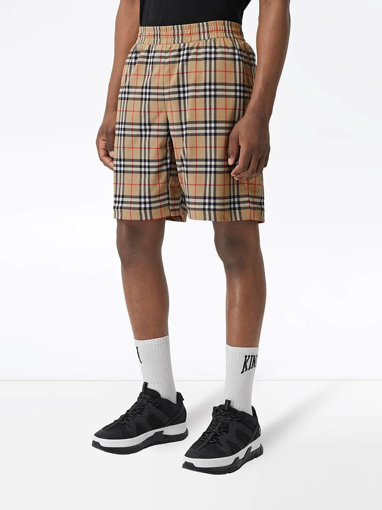 check-print shorts