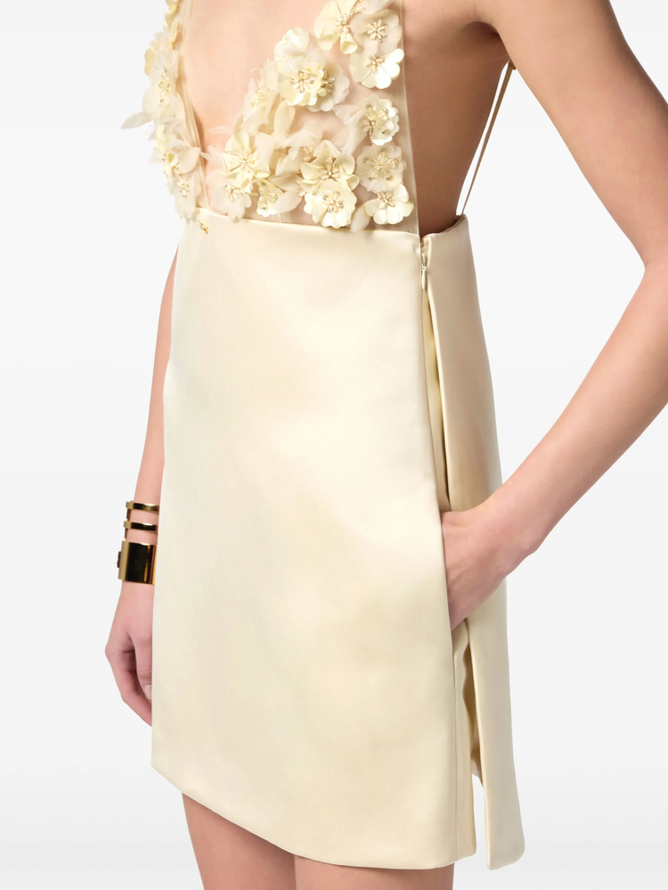 floral-appliqué dress
