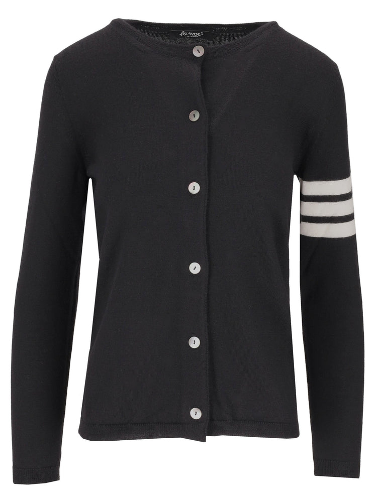 LA ROSE black cardigan white stripes