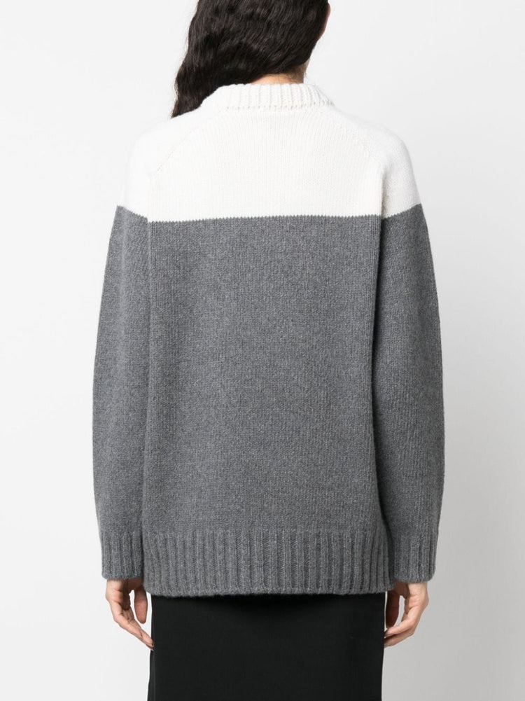 merino-blend colour-block jumper