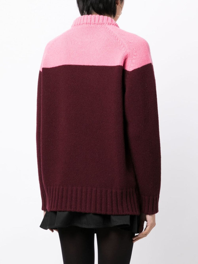 wool two-tone knitted jumper