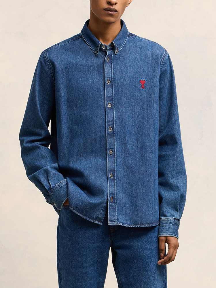 Ami de Coeur-embroidered denim shirt