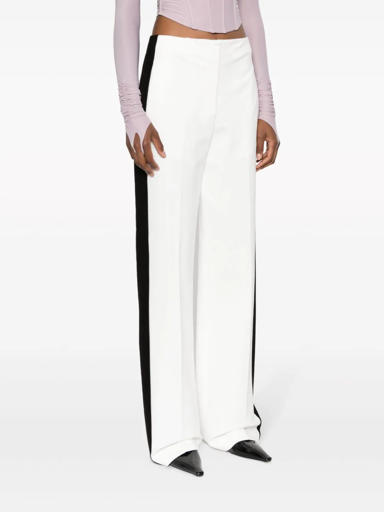 contrasting-trim wide-leg trousers