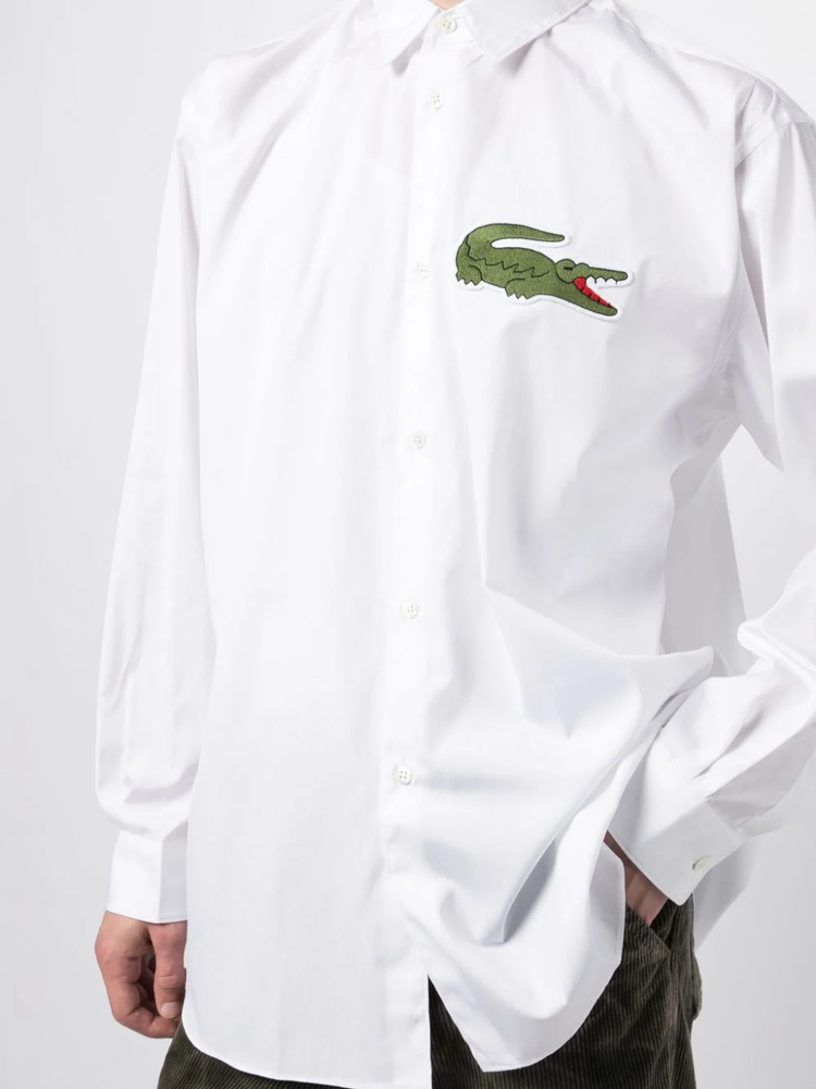 x Lacoste logo-patch cotton shirt