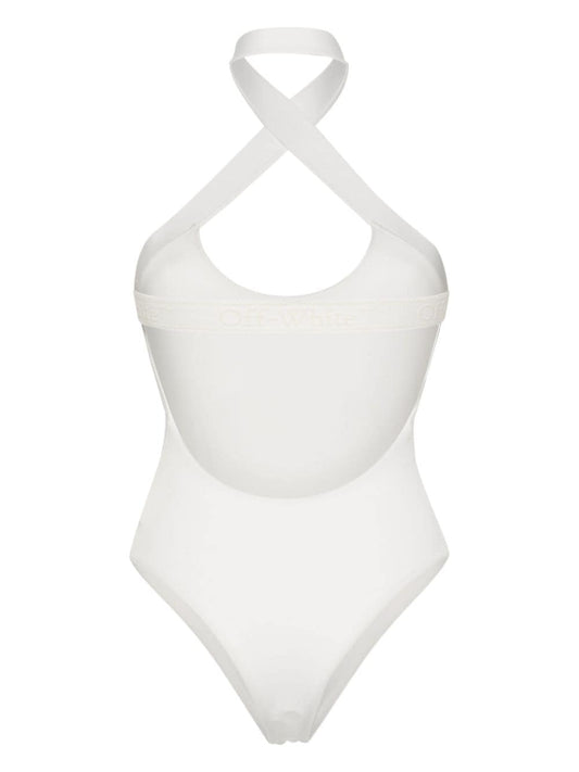 halterneck open-back swimsuit