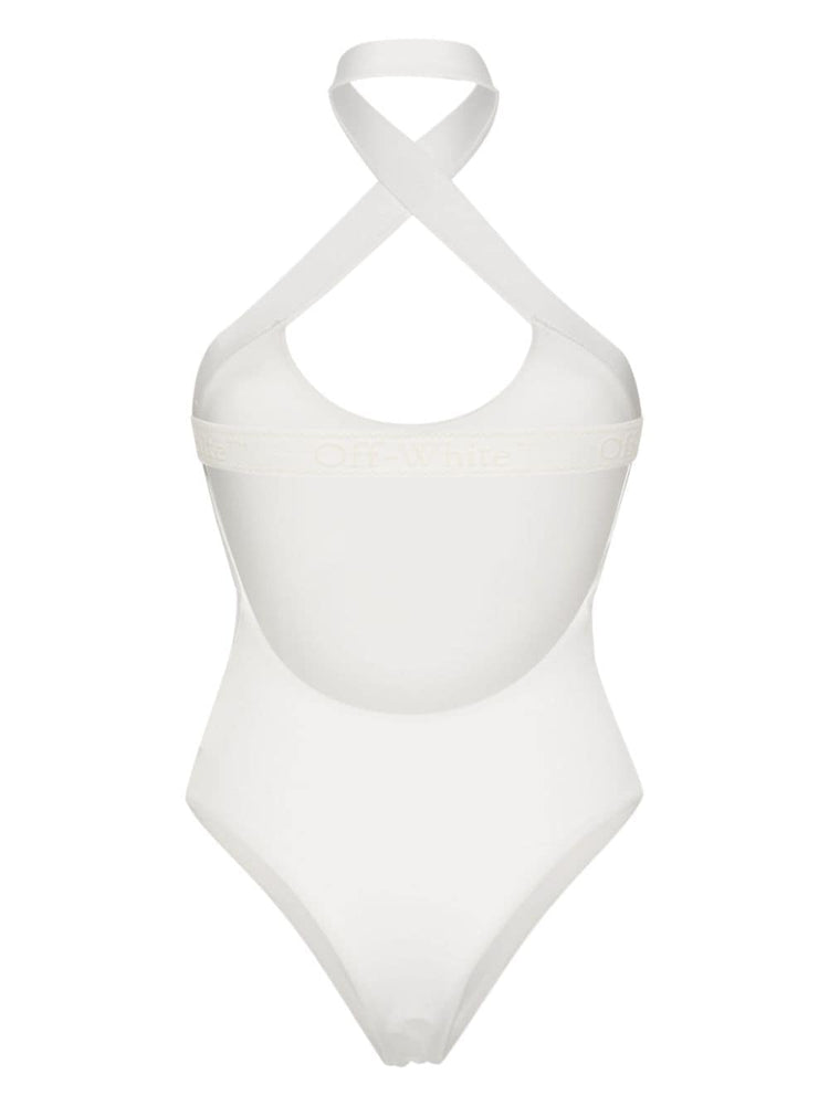 halterneck open-back swimsuit