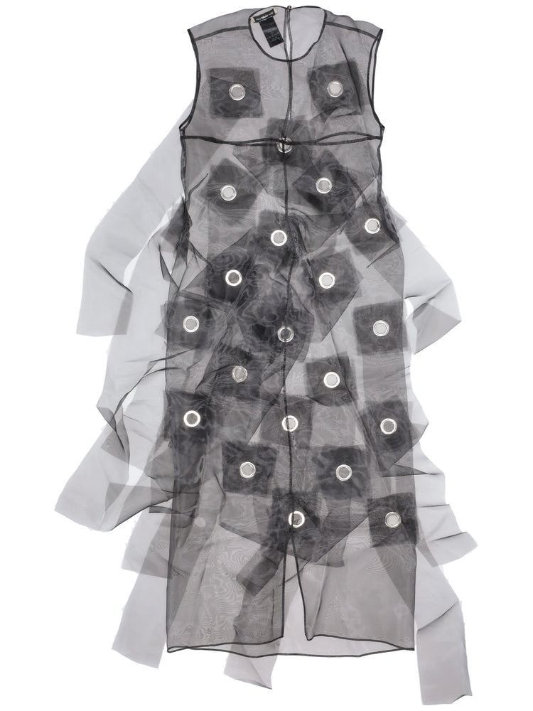 EMBROIDERED DRESS WITH EYELETS AND FRINGES