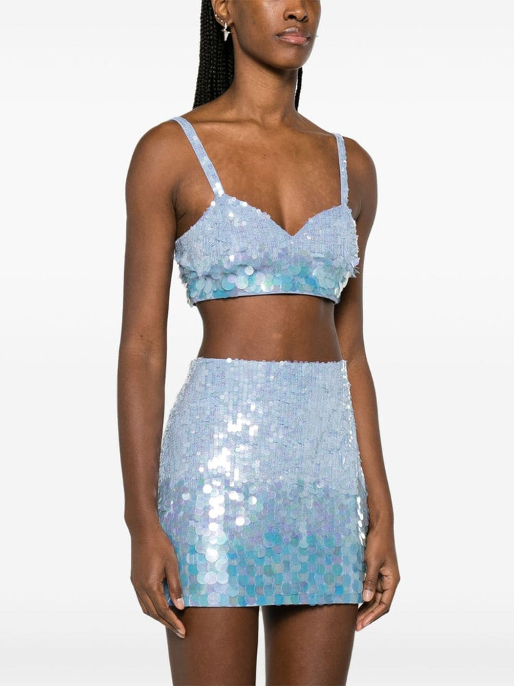 iridescent sequin cropped top