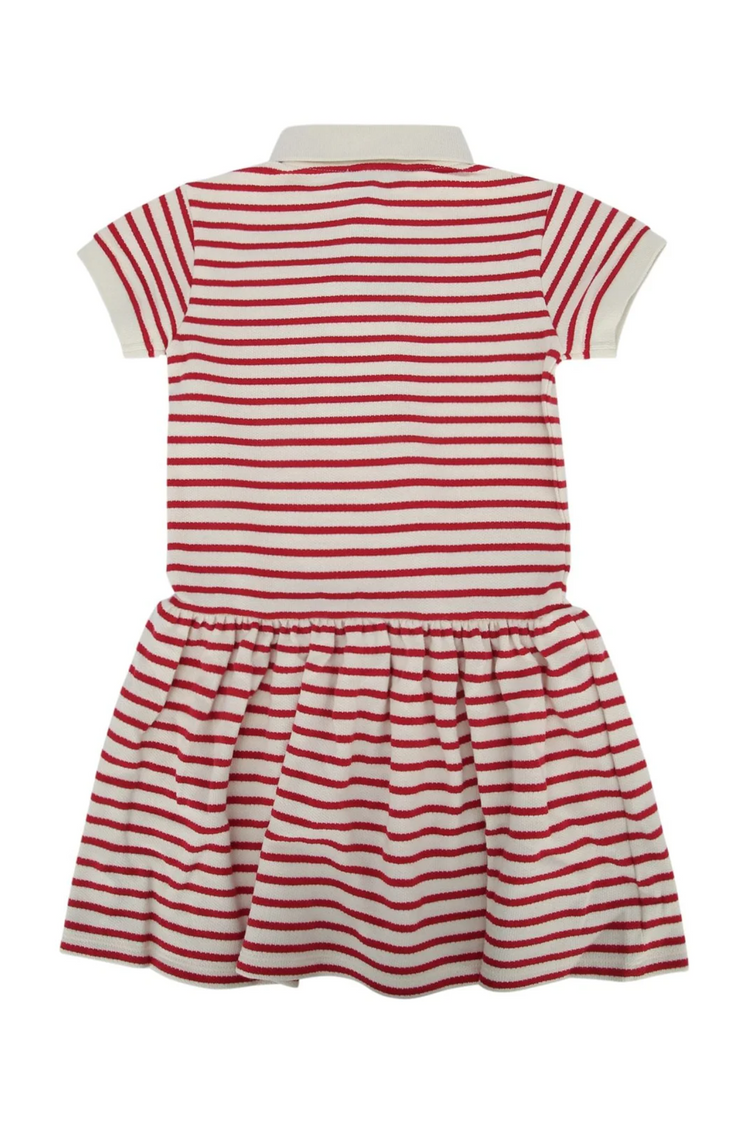 GOLDEN GIRL'S POLO DRESS BLEND STRIPED COTTON PIQUET WITH EMBROIDERY