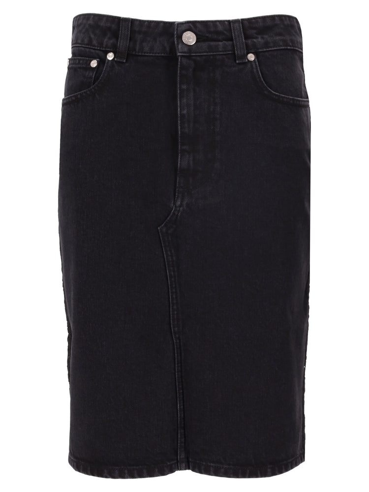 BLACK DENIM LACE SKIRT
