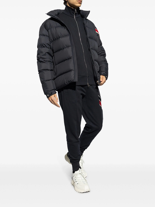 striped logo patch down jacket