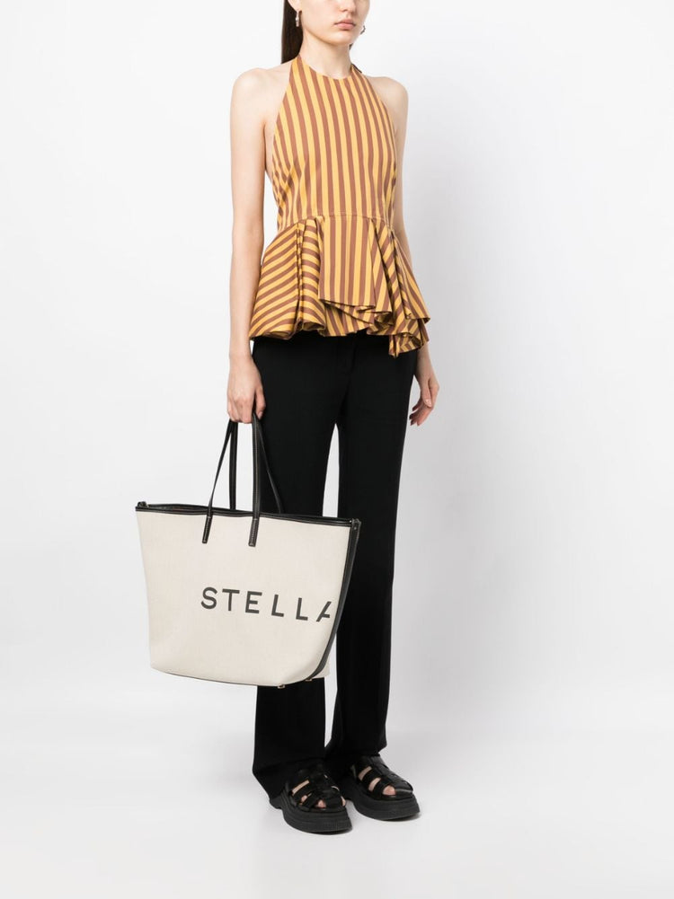 logo-print cotton tote bag