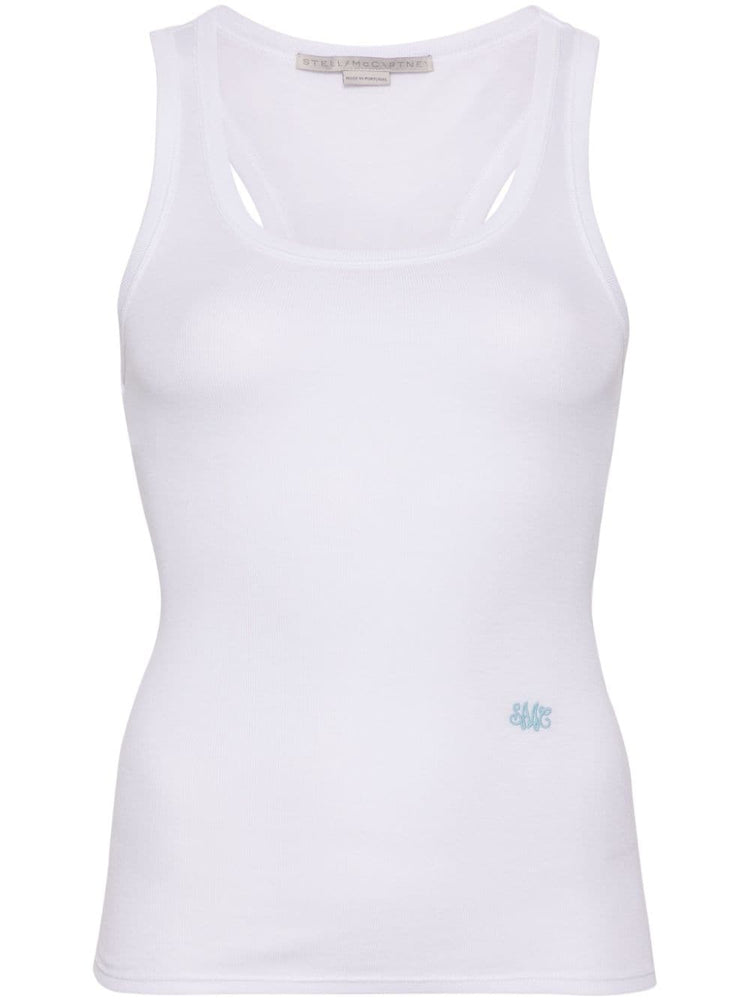 logo-embroidered tank top