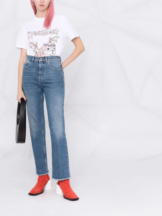 faded cropped jeans