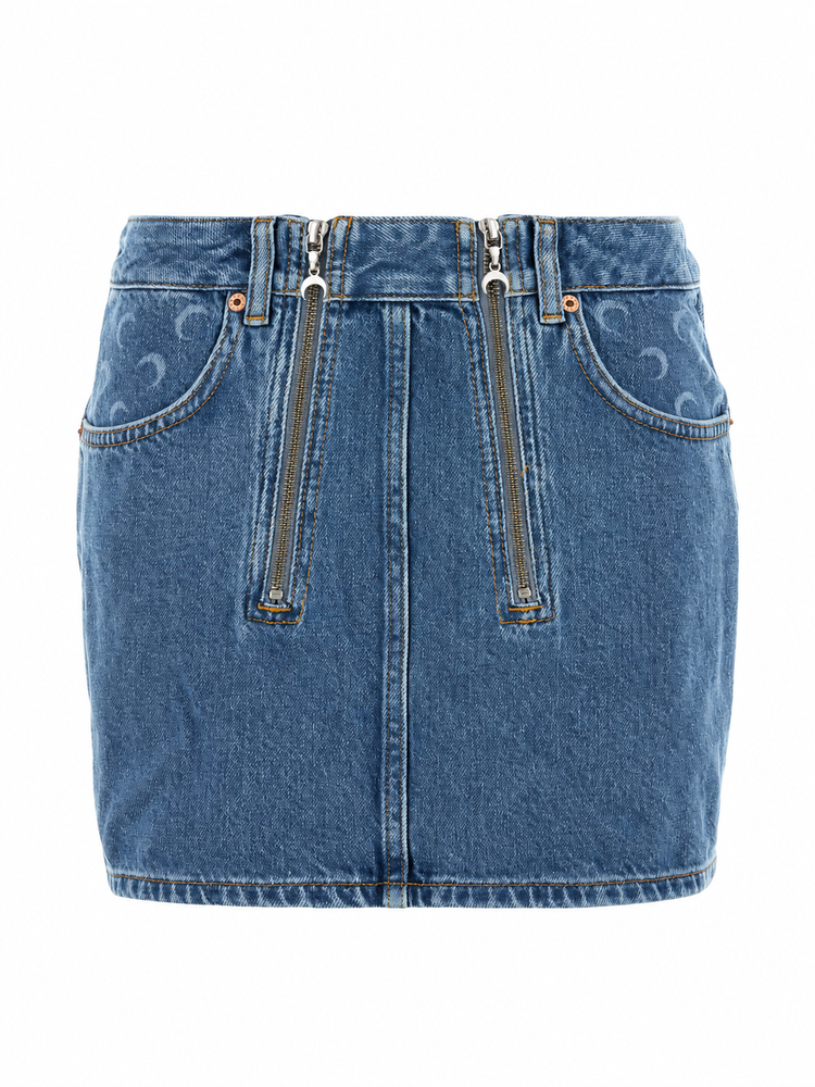 LIGHT BLUE DENIM ZIPPED MINI SKIRT