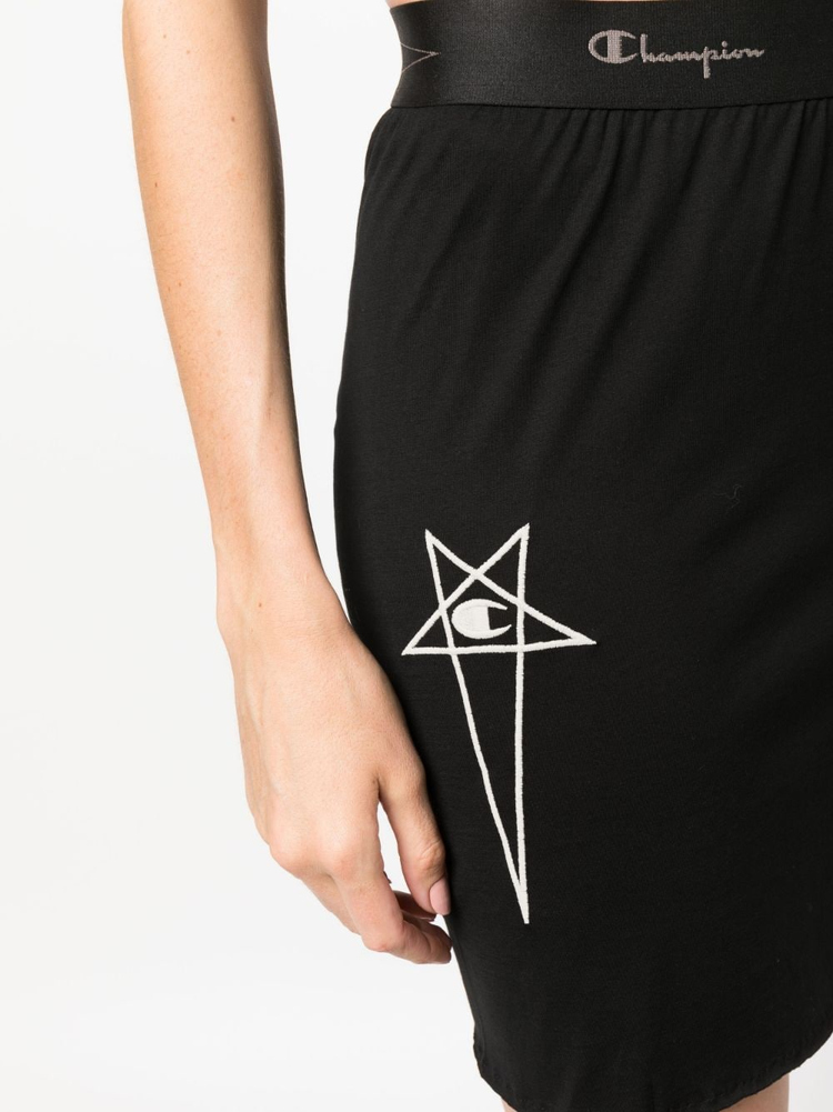 RICK OWENS X CHAMPION elasticated logo-waistband skirt