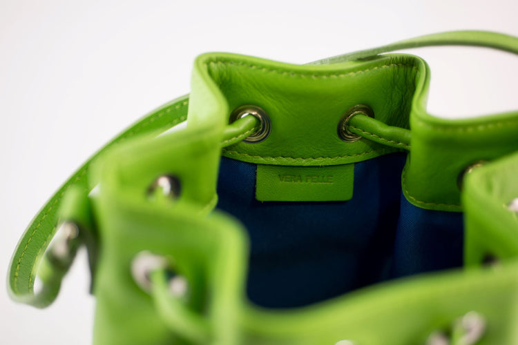 leather satchel bag lime green