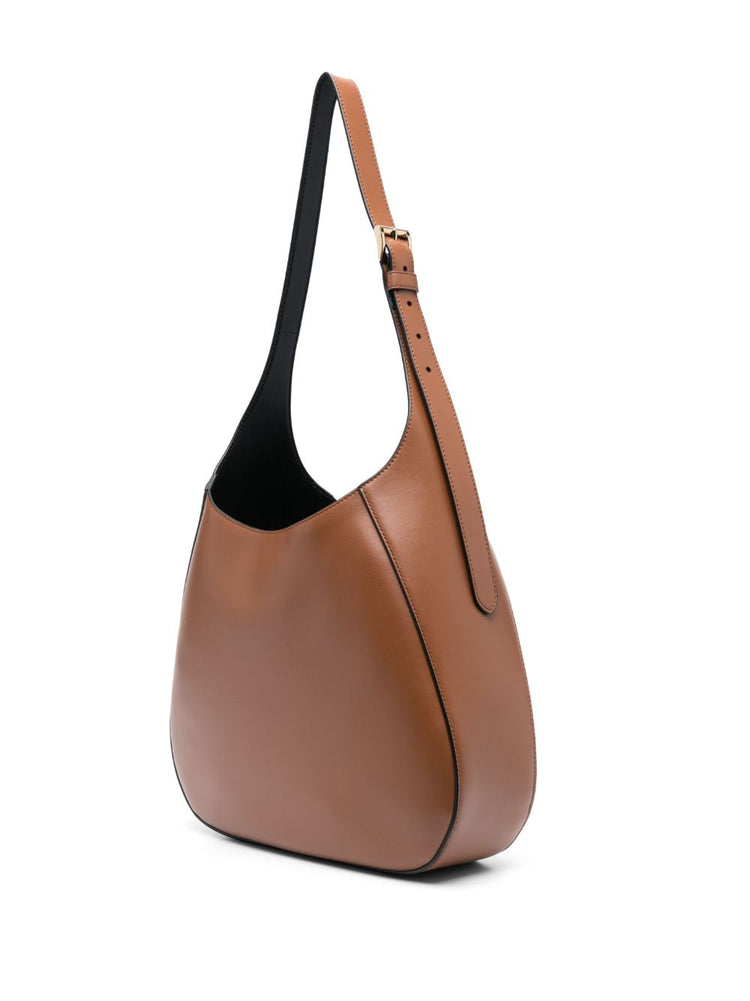 triangle-logo leather shoulder bag