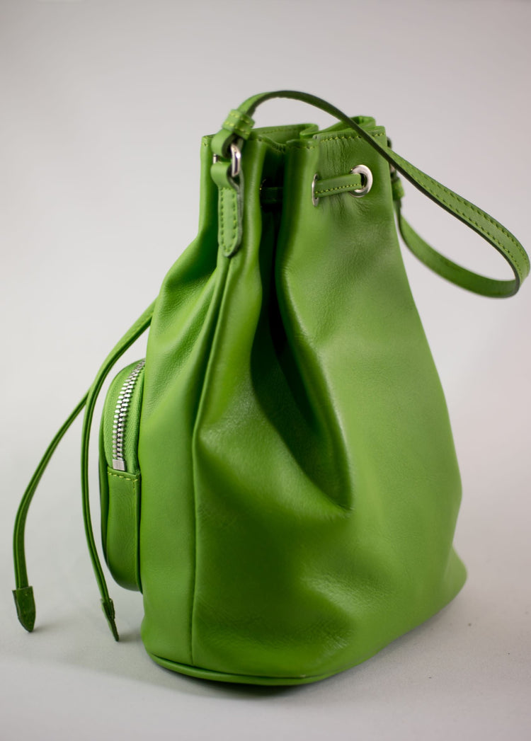 leather satchel bag lime green