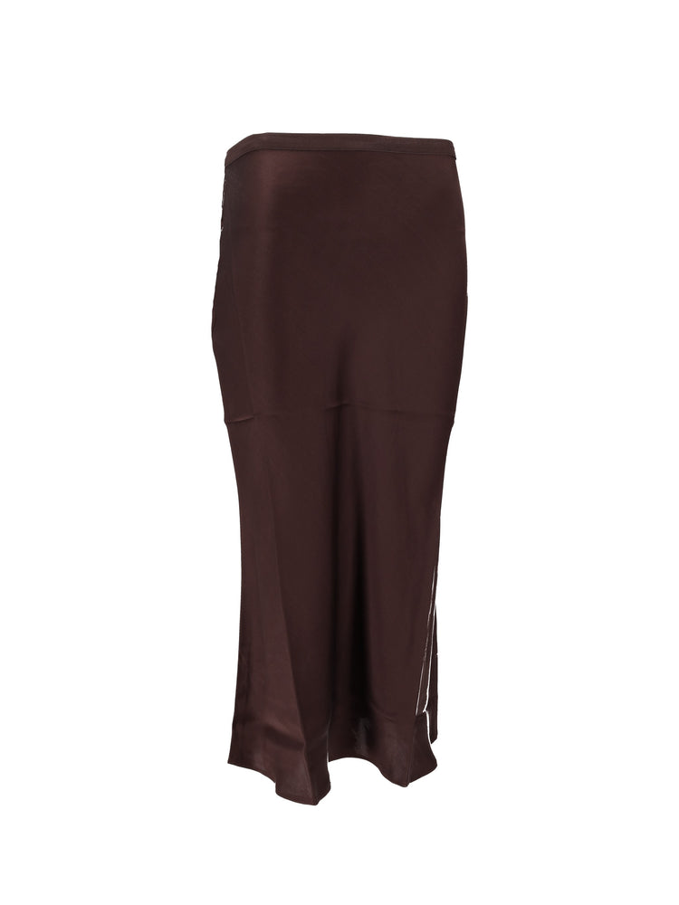 BAR SILK SKIRT - DEEP BROWN