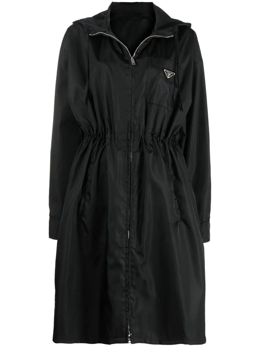 Re-Nylon hooded raincoat