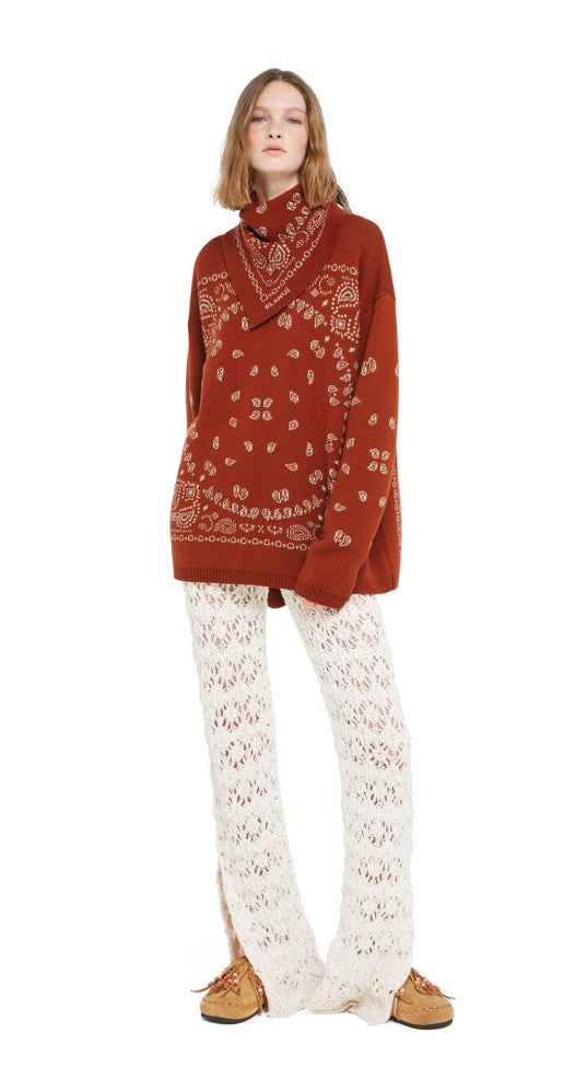 BANDANA JACQUARD SWEATER BRICK RED MULTI