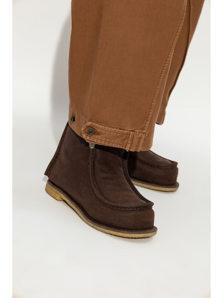 shearling-lined suede boots