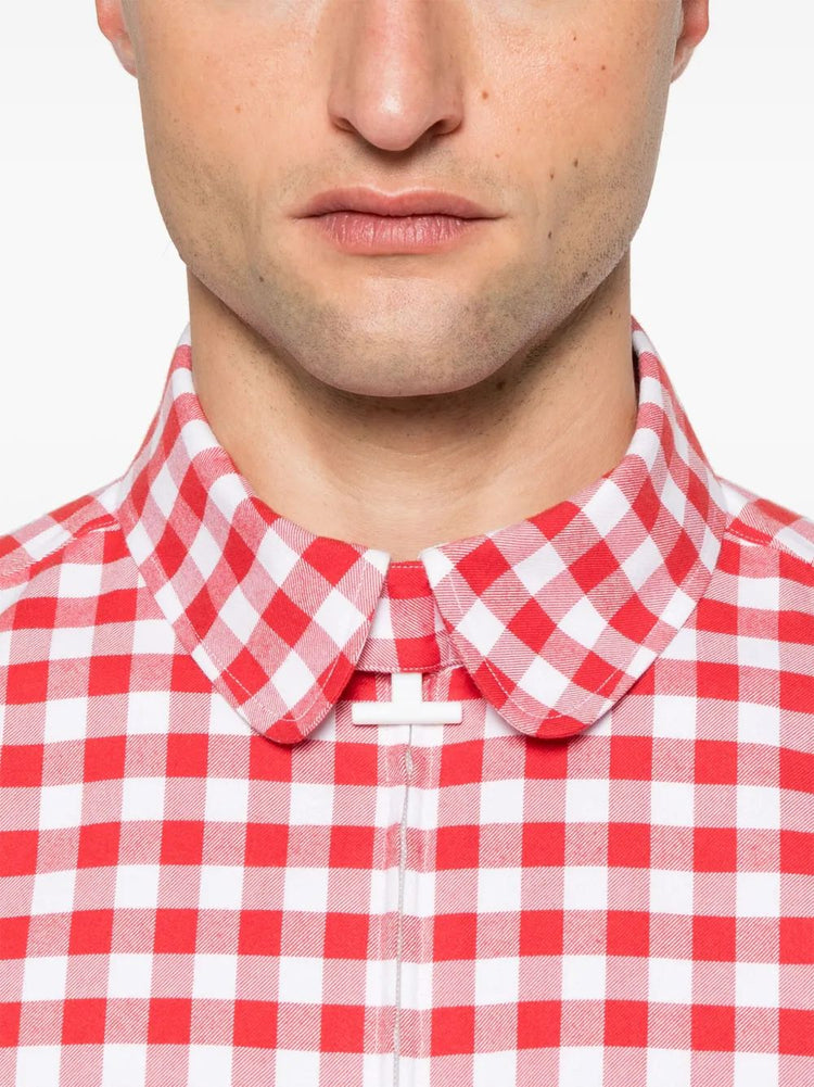 RC ROUND HEM ZIP UP SHIRT W/ T BAR PULLER IN 4 BAR GINGHAM CHECK FLANNEL