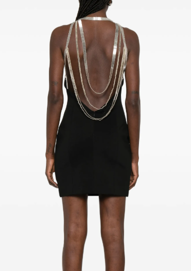 Mini dress Ponte jersey with tubes chains