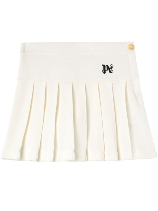 monogram-embroidered pleated miniskirt