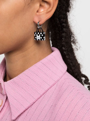 MARC JACOBS logo-print bag-pendant hoop earrings