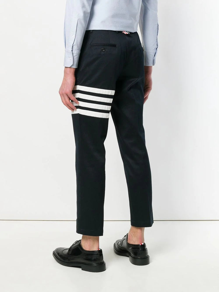 Seamed 4-Bar Stripe Unconstructed Chino Trouser In Cotton Twill