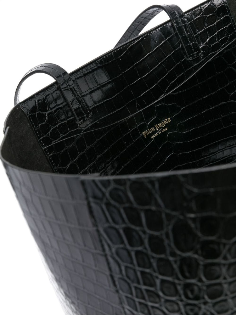 crocodile-embossed leather tote bag