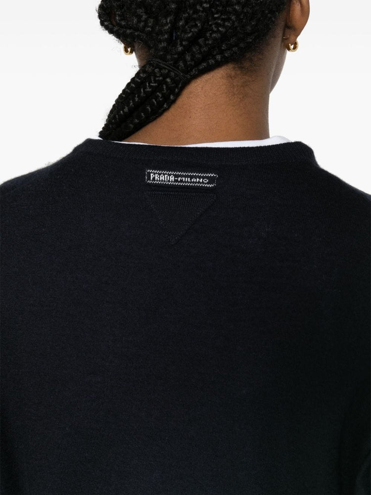 logo-patch knitted top