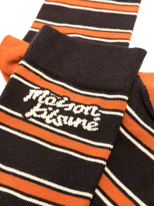 logo-knit intarsia striped ankle socks