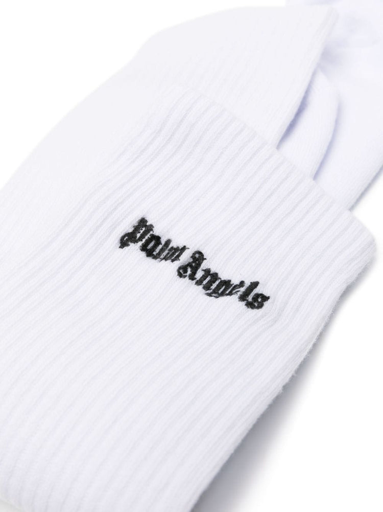 logo-embroidered ribbed socks