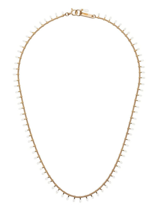 logo-plaque bead-chain necklace