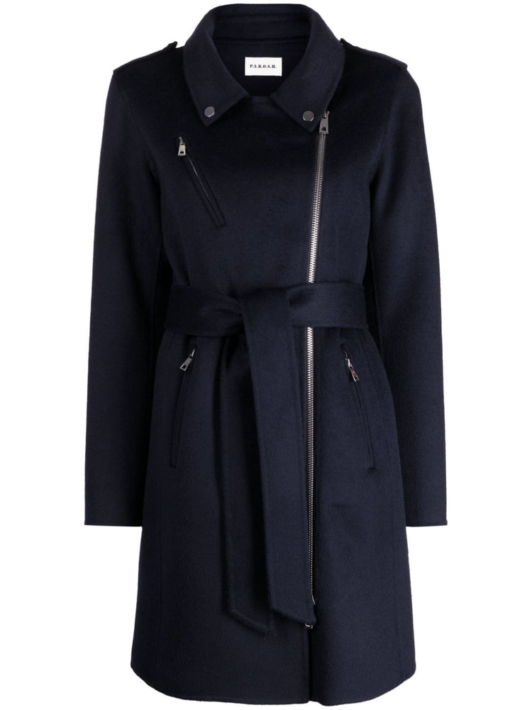 zip-up wool coat