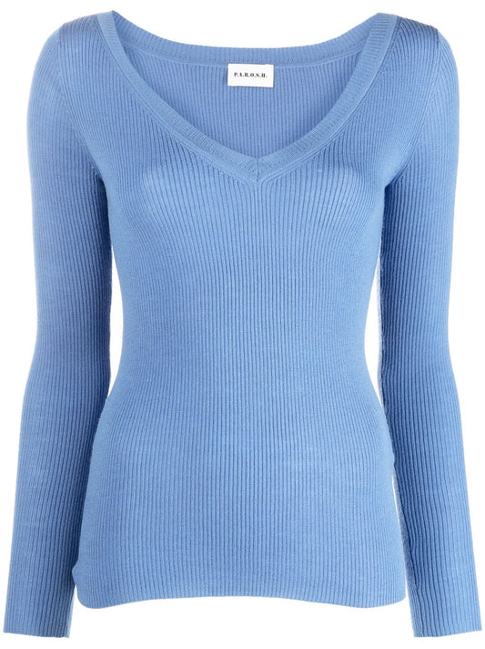 PAROSH V-neck wool sweatshirt