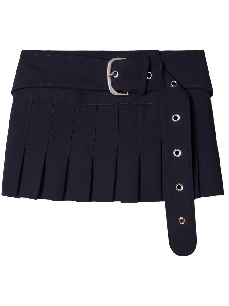 belted pleated miniskirt