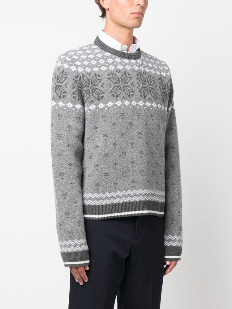 THOM BROWNE patterned intarsia-knit wool sweater